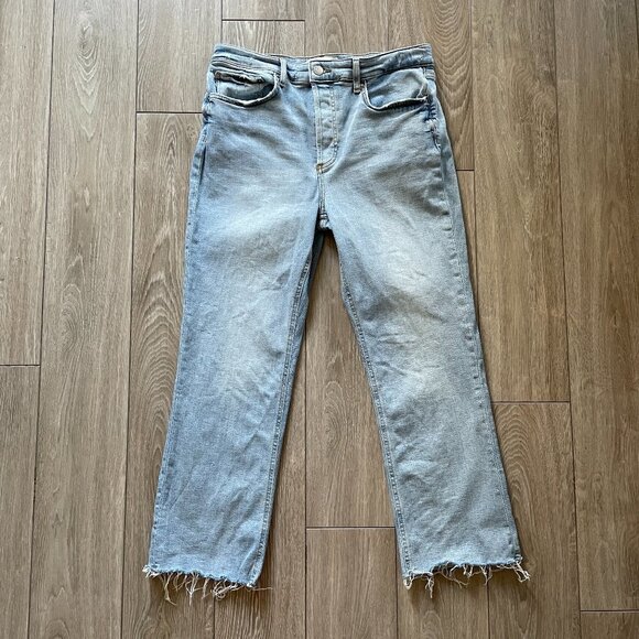 Zara | Light Wash Straight Cropped Jean Raw Hem - Size US 10 - Picture 1 of 11